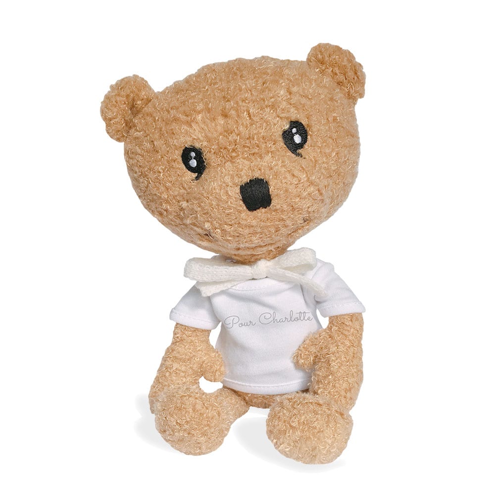 Mini Peluche doudou ours marron avec tee-shirt personnalisé